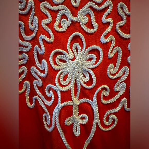 Vintage Embroidered Orange Dress - Picture 2 of 3